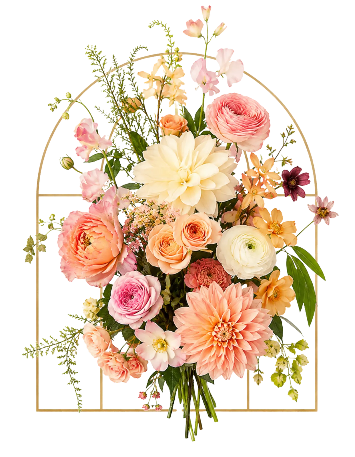 Geometric floral arc